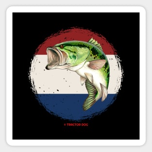 Largemouth Bass with Red, White and Blue Background Magnet